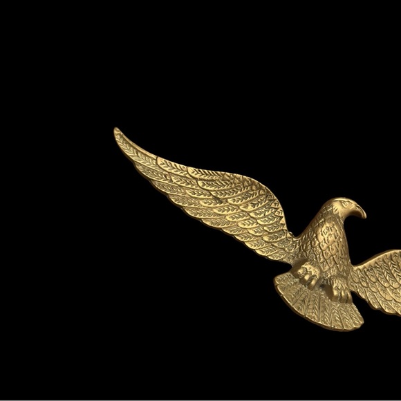 Vintage Mid Century Cast Brass Eagle Bird Metal Hanging Wall Patriotic Decor - Picture 8 of 14